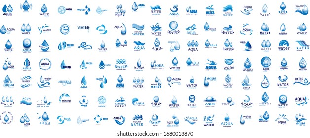 Water Splash Vector And Drop Logo Set - Isolated On White. 