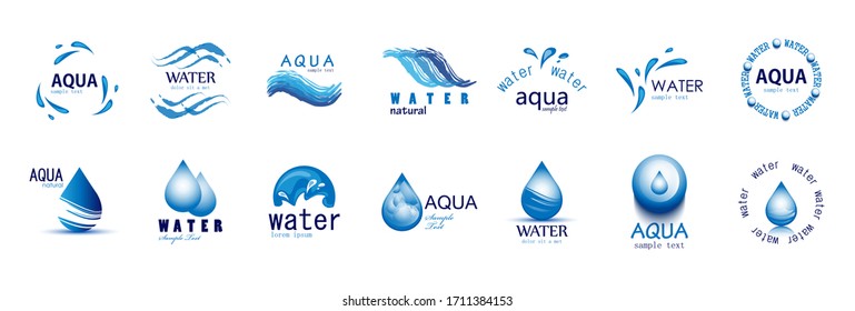 Water Splash Vector And Drop Set - Isolated On White. Abstract Vector Collection Of Flat Water Splash and Drop Logo. Icons For Droplet, Water Wave, Rain, Raindrop, Company Logo And Bubble Design