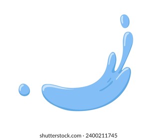 Wasser spritzt, windet. Klare, frische Wasserspatter. Blaues Flüssigspat, Durchfluss. Erfrischende kalte Flüssigkeit in Bewegung. Watery Design Element. Flache Vektorgrafik einzeln auf weißem Hintergrund