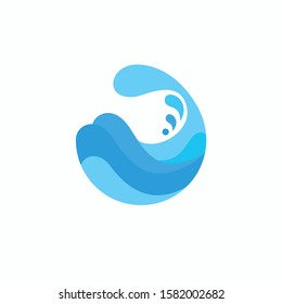 WATER SPLASH WAVE LOGO DESIGN TEMPLATE VECTOR 