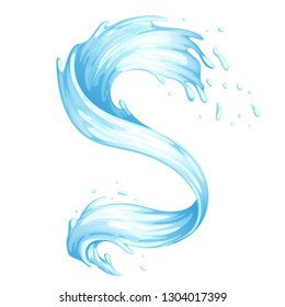 Water splashes, bursts, whirls, waves. Isolated on white background.