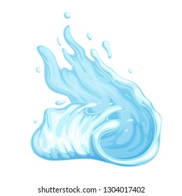 Water splashes, bursts, whirls, waves. Isolated on white background.