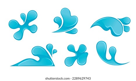 Wassersplash und -tropfen, -tröpfchen oder -wellen, Vektorgrafik