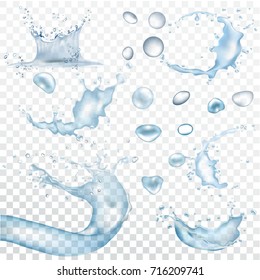 Water splashes and drops. Set