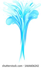 Water splashes in form of bouquet, fountain of vertical water pressures with plashes isolated, liquid leakage illustration, stream of fountain beats up and falls down with water splashes