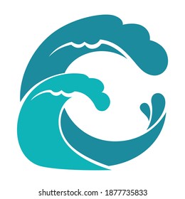 Water splashes of sea or ocean wave curling in circle. Isolated icon of fresh pure liquid. Extreme sports or vacation by seaside, drinking purified beverage. Washing or hygiene. Vector in flat style