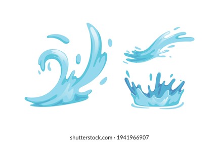 Wassertropfen Set, Tropfen und Krone aus Falling, Cartoon-Vektorgrafik von Wasserwaagen