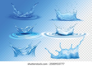 Water splashes with snow and ice on transparent background