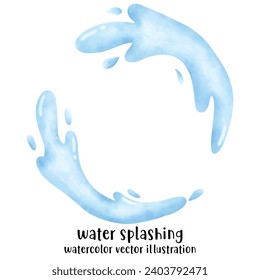 salpicadura de agua, caída de agua, acuarela, ilustración vectorial