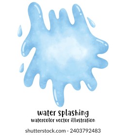 water splashing, water drop, watercolor, vector illustration