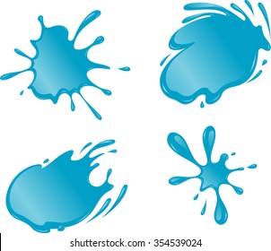 Water Splat Set-Varied Water Forms Isolated On White Background.