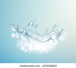Water splesh and bokeh. Background Concept Skin Care Cosmetic.Elegant Background. Vector illustration