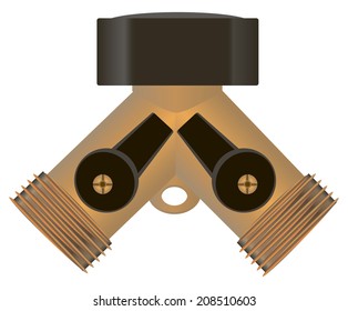 The water splitter with a lever to control water. Vector illustration.