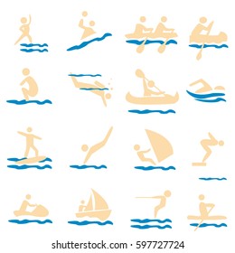 Water sport. Icon, icon set, logo, symbol
