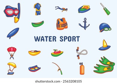 Water Sport Lineal Color Vector Illustration Icon Sticker Set Design Materials