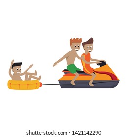 Water sport man in float and jetski pulling vector illustration graphic design