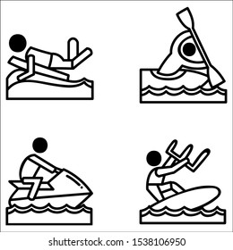 Water sport recreation icons vector.