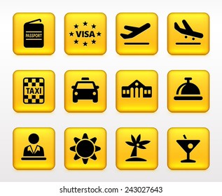 Water Sport and Recreation on Yellow Square Buttons