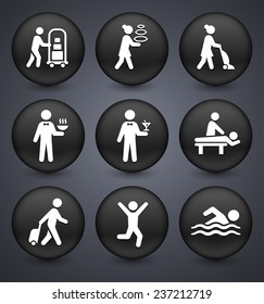 Water Sport and Recreation Vector Button Set