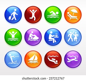 Water Sport and Recreation Vector Button Set