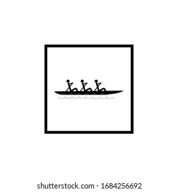 Water sport. Water rowing icon. Logo extreme sport and recreation in water. Monochrome template for poster, logo, ets. Design element. Vector illustration.