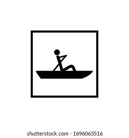 Water sport. Water rowing icon. Logo extreme sport and recreation in water. Monochrome template for poster, logo, ets. Design element. Vector illustration