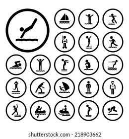 water sport vector icon set 