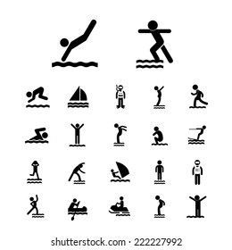 water sport vector icon set 