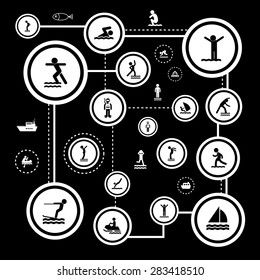 water sport vector icon set 