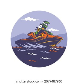 Water sport vector illustration design in retro color style, perfect for tshirt design