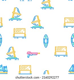 Water Sports Active Occupation Vector Seamless Pattern Color Line Illustration