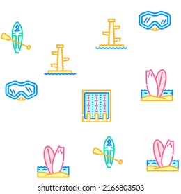 Water Sports Active Occupation Vector Seamless Pattern Color Line Illustration