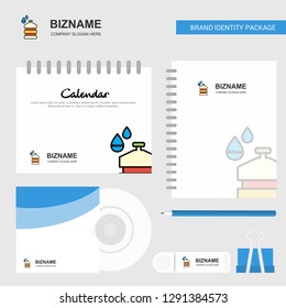 Water sports bottle Logo, Calendar Template, CD Cover, Diary and USB Brand Stationary Package Design Vector Template