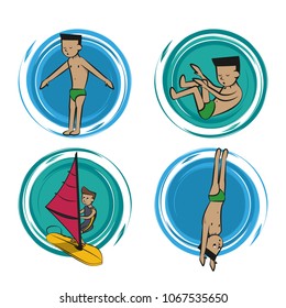 Water sports cartoons