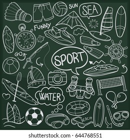 Water Sports Doodle Icon Chalkboard Sketch