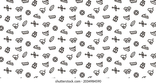 Water sports icon pattern background for website or wrapping paper (Monotone version)