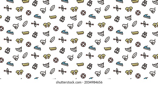 Water Sports Icon Pattern Background For Website Or Wrapping Paper (Color Icon Version)