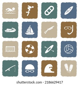 Water Sports Icons. Grunge Color Flat Design. Vector Illustration.