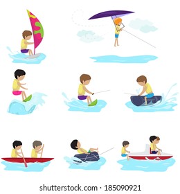 Water Sports - Isolated On White Background - Vector Illustration, Graphic Design Editable For Your Design