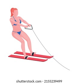 Water sports isometric composition with human character of athlete with aqua sport equipment vector illustration