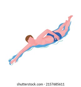 Water sports isometric composition with human character of athlete with aqua sport equipment vector illustration