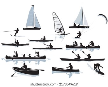 Water sports at leisure, illustration