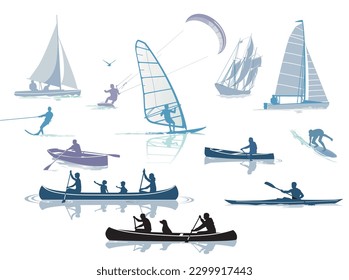 Water sports at leisure, illustration