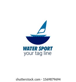 water sports logo in blue - vector 