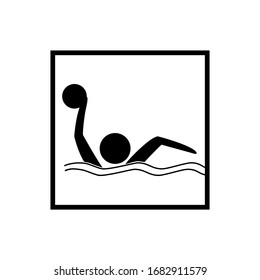 Water sports. Water polo set icon. Silhouette emblem of water polo. Logo professional sports in water. Monochrome template for poster, logo, ets. Design element. Vector illustration