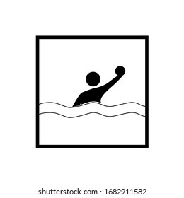 Water sports. Water polo set icon. Silhouette emblem of water polo. Logo professional sports in water. Monochrome template for poster, logo, ets. Design element. Vector illustration