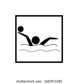 Water sports. Water polo set icon. Silhouette emblem of water polo. Logo professional sports in water. Monochrome template for poster, logo, ets. Design element. Vector illustration