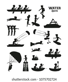 Water sports silhouette