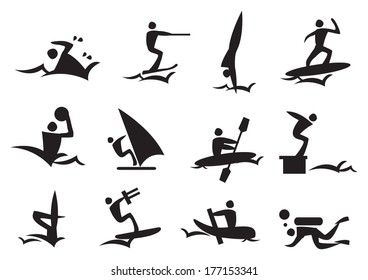 Water Sports Vector Icon Set 