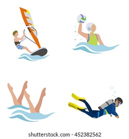 Water sports vector icons